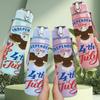 1PC 4th Of July Eagle American Flag Print 750ml Color Plastic Sports Water Bottle Leakproof Flip Straw Lid Suitable for Sports Office Home Use