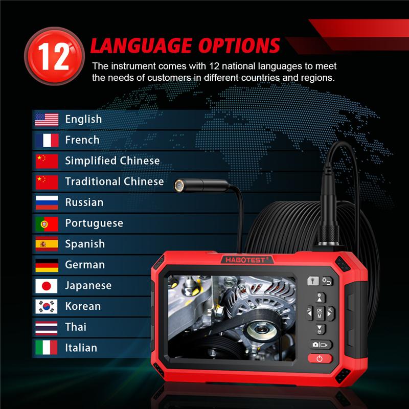 HT669A Промышленный эндоскоп HD1080P с 4,3-дюймовым IPS-экраном, одна или две линзы, для ремонта автомобилей, инспекции труб, водонепроницаемый IP67