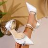 2025 Outdoor Ankle-wrap Women's High Heels Pointed Toe Buckle Strap Crystal Thin Heels Pumps for Fashion dress & Party Sandals