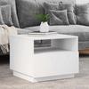 VidaXL Coffee Table with LED Lights, Side Table, End Table, Living Room Furniture, Modern, White Wood 839826