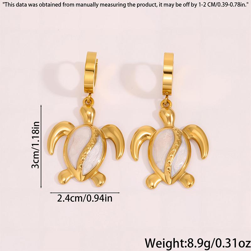 Эмалированные серьги-подвески в морском стиле с морской черепахой - Женские из нержавеющей стали, роскошные