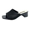 Medium Heel Cool Slippers Women's 20 Summer New Fly-woven Outer Wear One-word Fashion Women's Cool Slippers