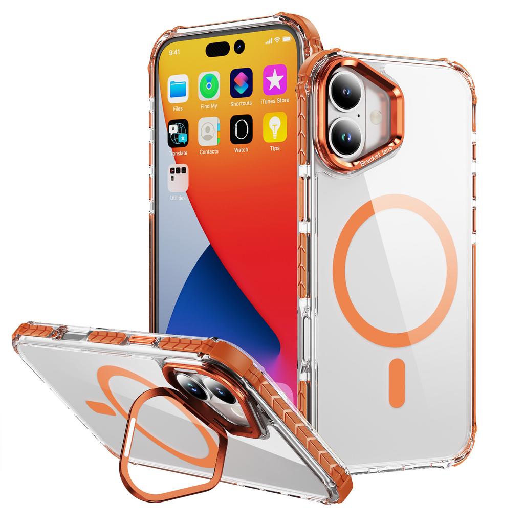 Прозрачный чехол для iPhone 17 с крышкой-подставкой для объектива, совместимый с MagSafe