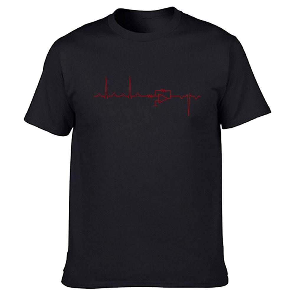 Electrical Engineering Heartbeat Funny Tshirt pattern printed shortsleeved mens fashionable casual Harajuku Tshirt