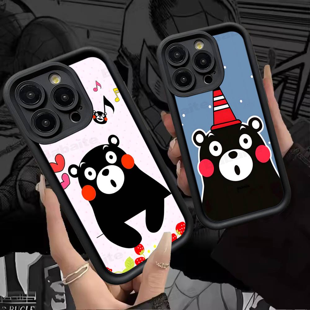 Kumamon For IPhone 17 Pro Max 16 15 14 13 12 11 Plus Black Soft Phone Cover