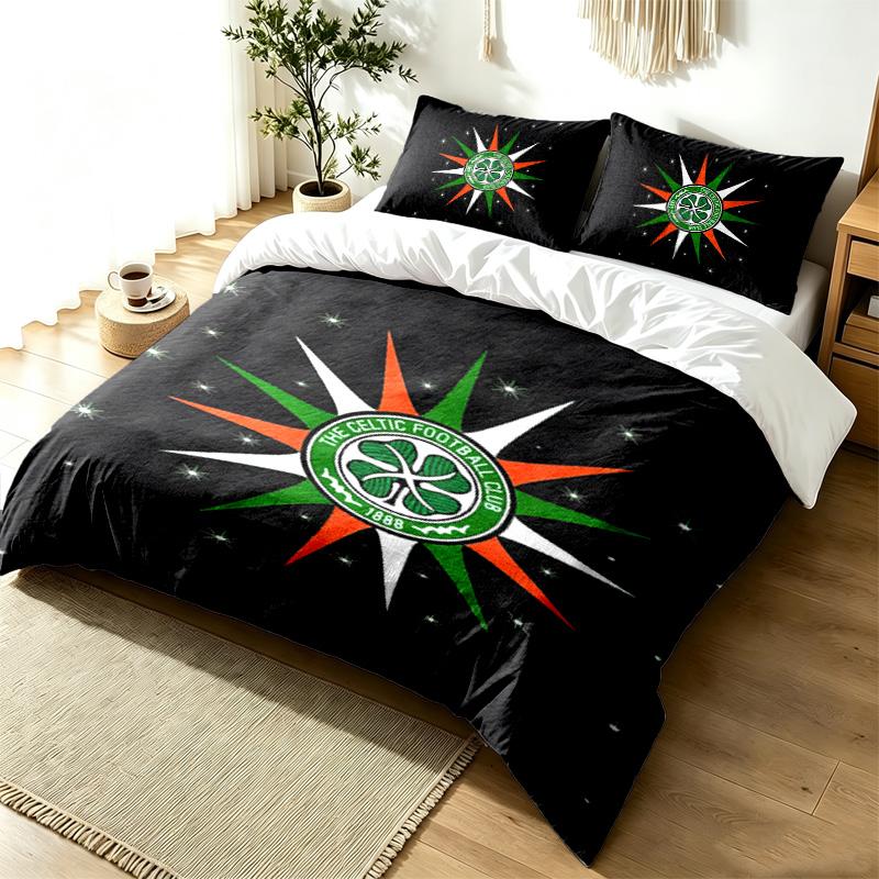 Celtic Football Club 3pc Duvet Cover Set Simple Modern Bedding Set Wrinkle Resistant Soft Fabric All Season Use a perfect gift