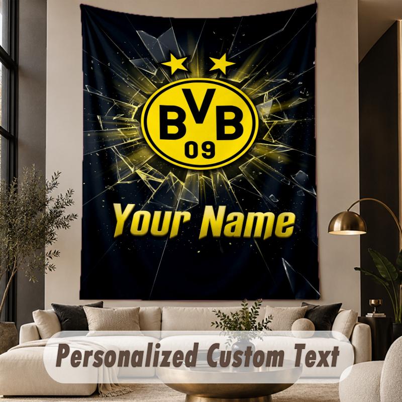 Custom Text Tapestry Borussia Dortmund Print Wall Tapestry Indoor Living Room Wall Decor