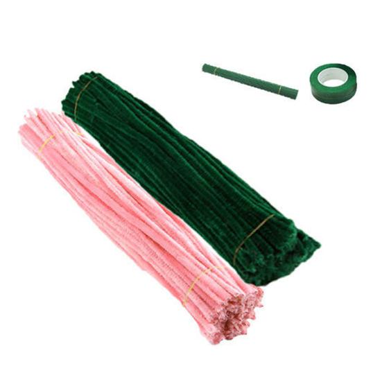 1 Set Pipe Wire Cleaners Crafts Flexible Bendable Stems Colorful Chenille Bouquet DIY Tulip Making Kit