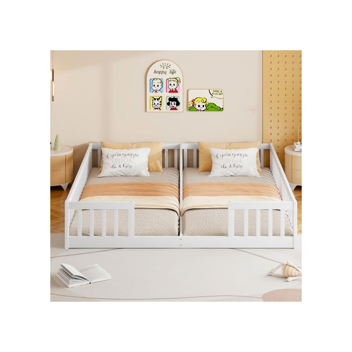 Lit rembourré, 90 x 200 cm, Cot avec lattes, sans sommier à lattes (sans matelas), blanc