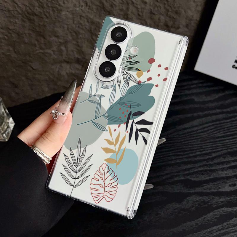 Магнитный чехол для телефона Samsung Galaxy Z Fold 7 6 5 Fold7 Fold6 Fold5 5G Цветочный узор Прозрачный противоударный чехол