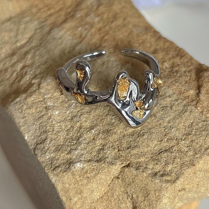 Irregular Lava Metal Ring Fashion Creative Women Punk Hip Hop Personality Geometric Zircon Open Rings Luxury Retro Party Jewelry Gifts