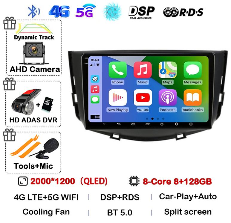 Android 14 Автомагнитола Carplay Auto для Lifan X60 X 60 2011-2016 2 Din Навигация GPS 4G+WIFI Мультимедийный Видеоплеер Головное Устройство BT