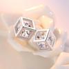 Women's Korean Fashion Zircon Square Geometric Love Rubik's Cube Earrings