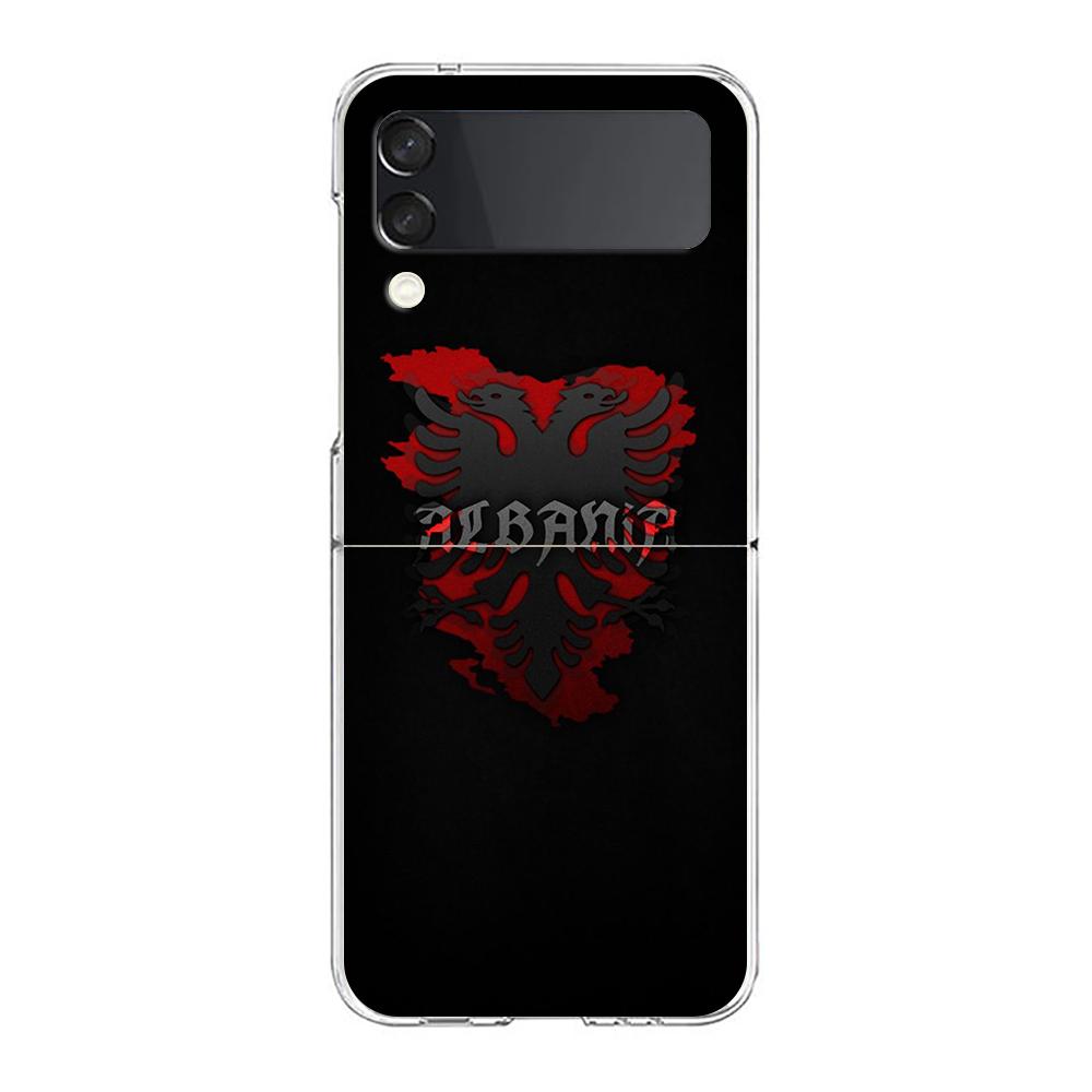 Phone Cover For Samsung Galaxy Z Flip 6 5 4 Case Transparent For Samsung Z Flip 3 Hard PC Foldable Shell Albania Passport Capas