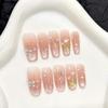 Розовые Накладные Ногти Yihe Pink Dream с Дизайном Тюльпанов и Эффектом Кошачьего Глаза для Весны/Лета - Ручная Работа, Снимаемые и Носимые.