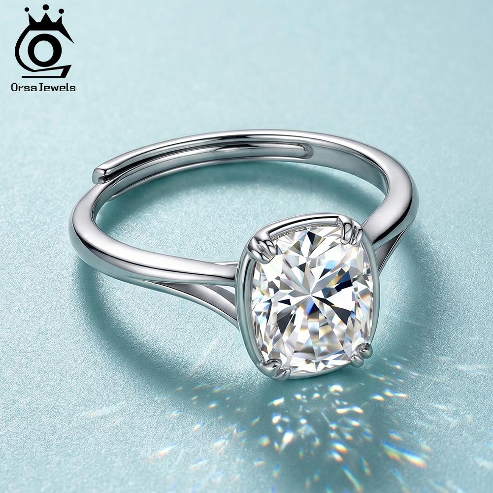 ORSA JEWELS Изумительное кольцо из стерлингового серебра 925 пробы, цвет D, VVS, муассанит, бриллиант, ювелирное изделие для женщин, роскошное обручальное кольцо, подарок MOR17