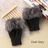 Warm Sheep Wool Knitted Faux Rabbit Fur Couples Fingerless Mittens Wrist Gloves Exposed Finger