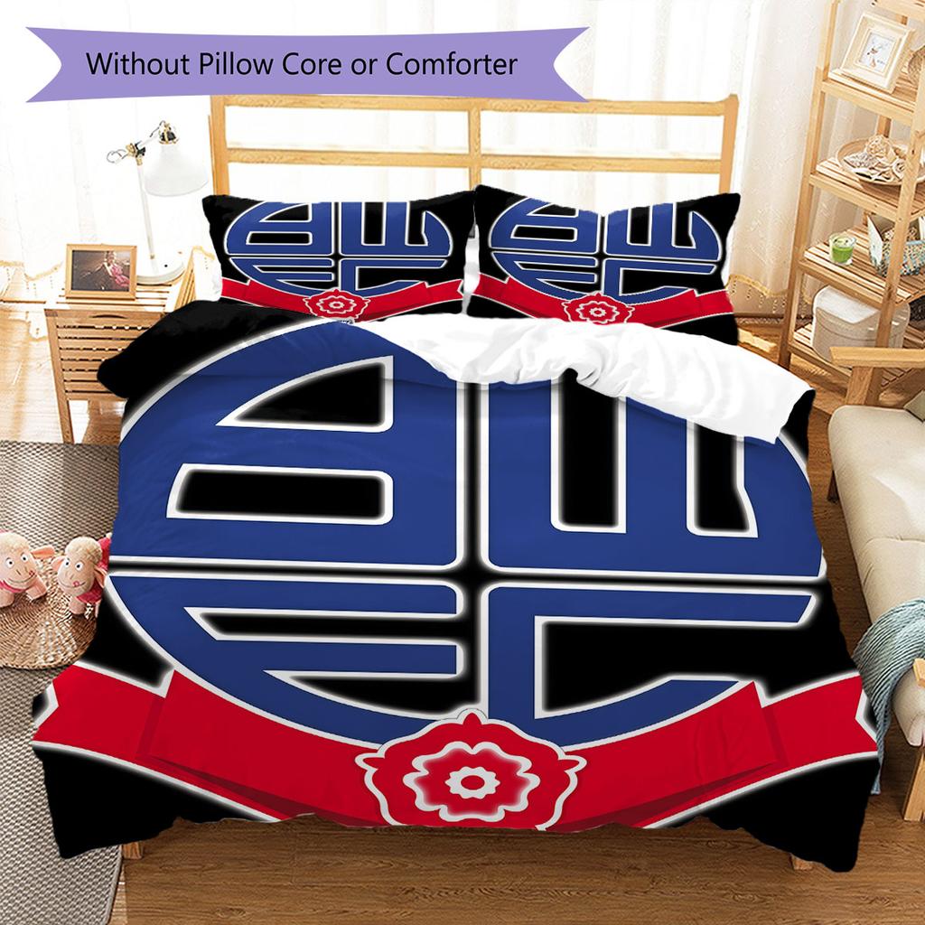Bolton Wanderers F.C Bedding Quilt Set Quilt Cover Pillowcase Home Decoration Birthday Gift (1 * duvet cover + 2 * pillowcase, without core)