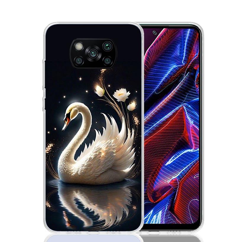 Чехол для телефона 'Белый лебедь' Grace Art для Xiaomi Poco X7 X6 X5 Pro F7 Ultra Redmi 15C 15 13 13C 12 12C 10 10A 10C 9 9A 9C 9T Обложка Poc