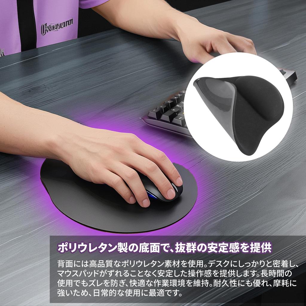 VECELO Mouse Pad 23*20*2cm Body Wrist Rest Anti-Slip Wrist Support Black