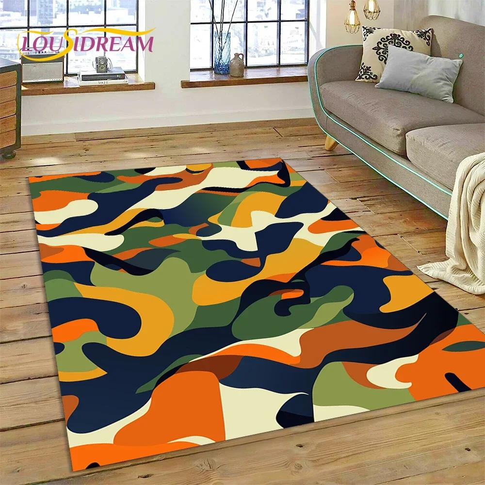 3D Colorful Camo Green Camouflage 2025 Style Carpet Rug for Living Room Bedroom Home Sofa Decoration Area Rug Non-slip Floor Mat