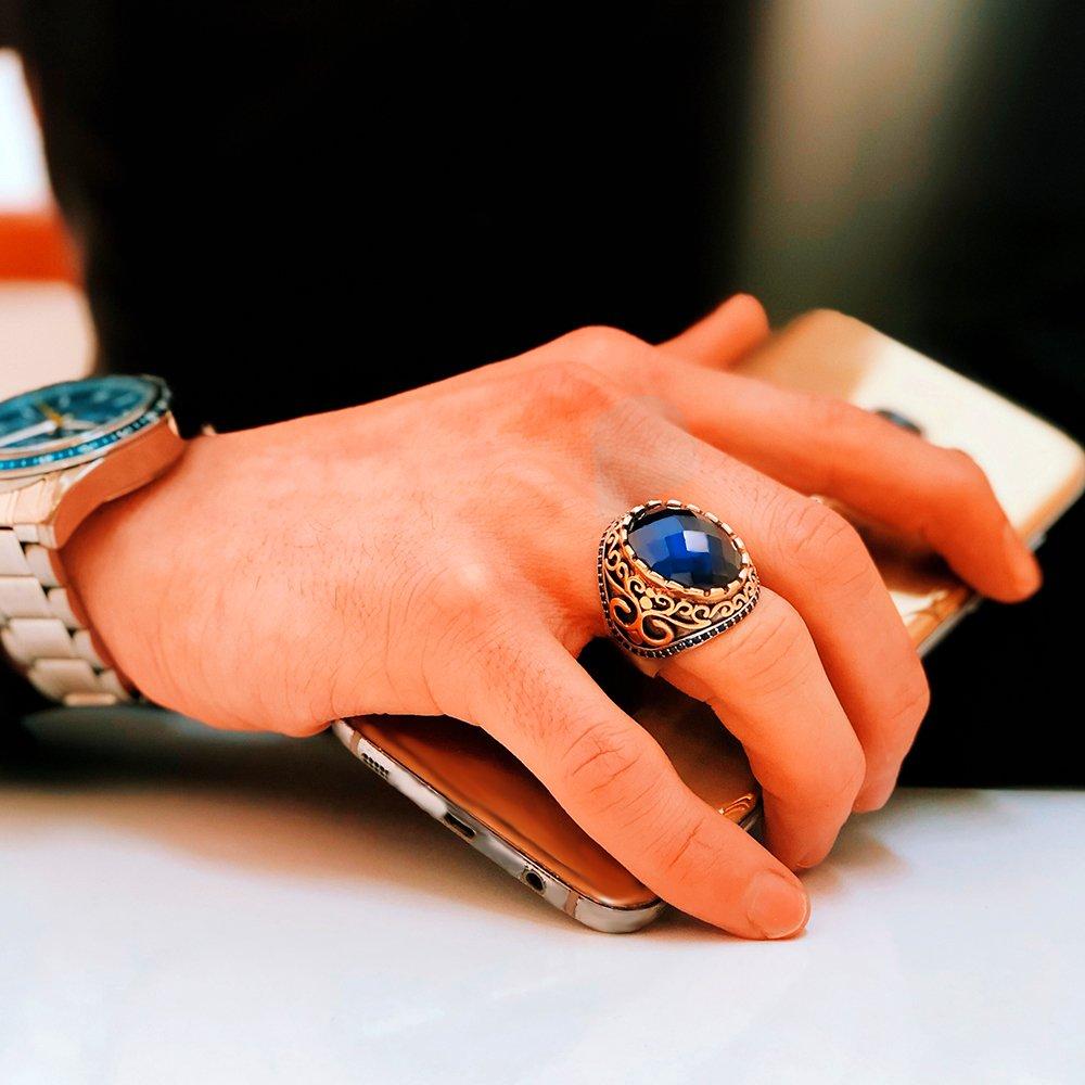 Циркон Ташлы Родай Каплама 925 Аяр Гюмюш Эркек Юзюк