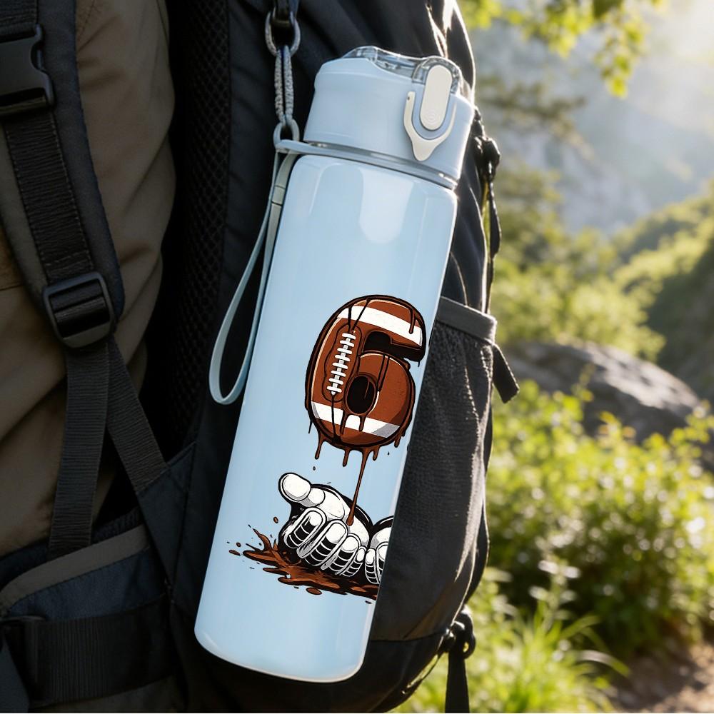 1PC Number 67 Rustic Graffiti Art Print 750ml Color Plastic Sports Water Bottle Leakproof Flip Straw Lid Suitable for Sports Office Home Use
