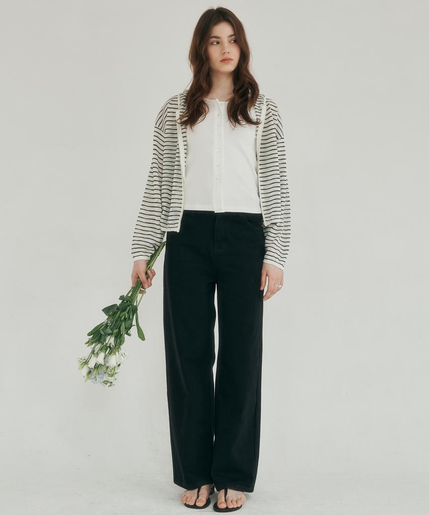 LOSSYROW Calm Line Semi Wide Denim Black