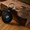 2025 Fashion Custom Top Layer Cow Leather Keychain Apple Air Tag Protective Cover Pet Anti-Loss Location Tracker Key Ring Sleeve