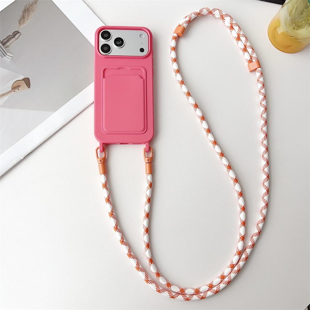Чехол-ремешок через плечо для телефона iPhone 17 Air 16 15 14 Plus 13 12 11 Pro Max, силиконовый кошелек для карт, защитный от падений
