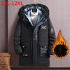 Plus Size 12XL 11XL 10XL Fat Men's Plus Cotton Windbreaker Mid-length Jacket Loose Hooded Jacket Coats Bandana Print
