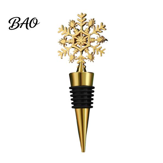 Festive Kitchen Gadget for Wine Christmas Stopper with Silicone Ring, Stainless Steel Decorative Bottle Sealer, Tree Topper Snowflake/Car/Train/Elf
