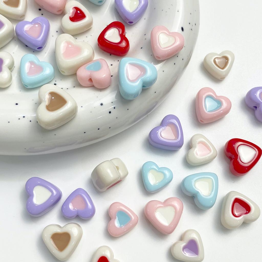 Love Loose Beads Mobile Phone Chain Beaded Accessories Necklace Pendant Dripping Oil DIY Macaron Jewelry Material 10pcs Cream Color Beads