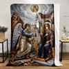 Angel and Madonna Icon on BlanketFlannel blanket for bedroom, living room, sofa, and nap