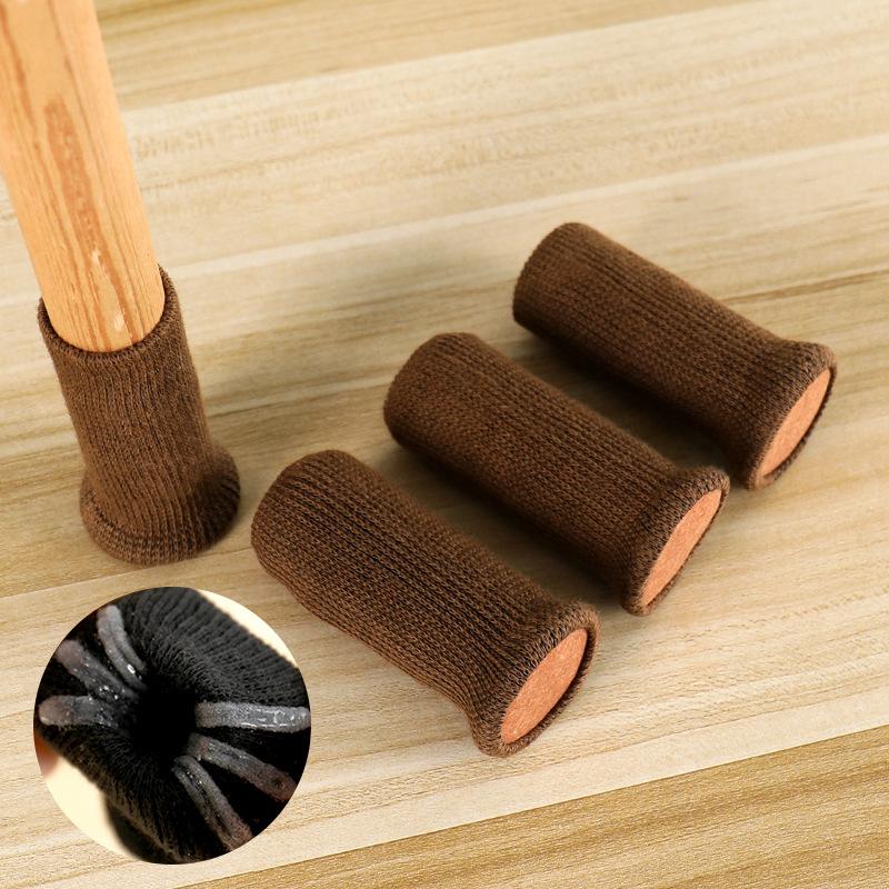 4 Pcs/set Knitted Silent Furniture Legs Socks High Elastic Feet Socks Floor Protectors with Anti-Slip Pads Thick Chair Feet Cover