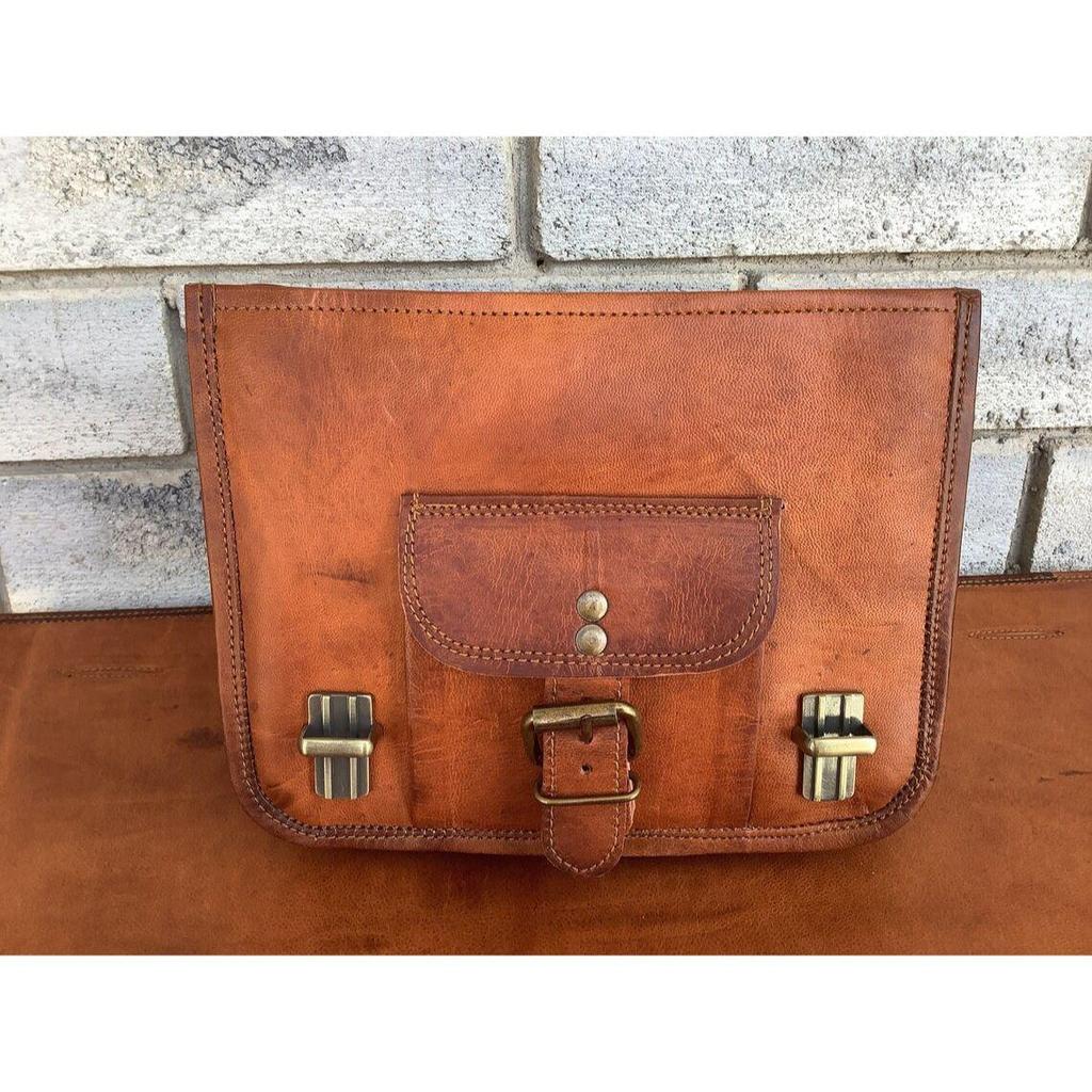 Широкая кожаная сумка-сэтчел шириной 9 дюймов, ручная работа, ретро, ​​стиль бохо, с отделением на молнии и отделениями.