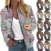 Women's Jacket Long Sleeve Lightweight Zipper Cropped Floral Printed Outerwear Casual Quilted Jacket With Pockets