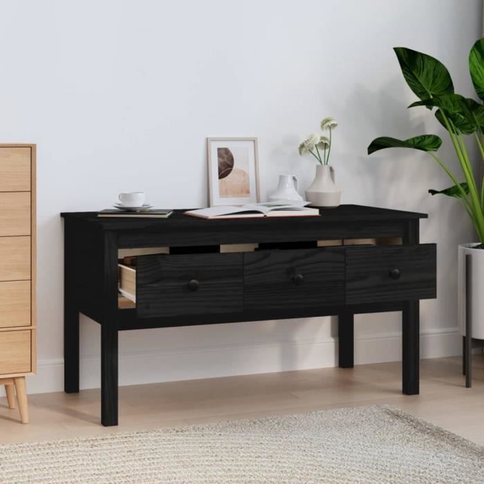 VidaXL Table basse Noir 102x49x55 cm Bois massif de pin 820945