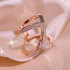 European and American Fashion Copper Plated Rose Gold Micro Set Zircon Chain Interlocking Ring for Women Trendy Ring Accessories