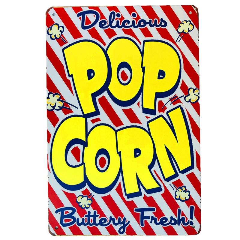 Shabby Chic Vintage Metal Tin Signs BBQ Fast Food Hamburger Cupcake Pop Corn Hot Dog Wall Decor for Kitchen Cafe Diner Bar