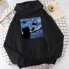 Starry Cat Night printed hoodie for men's autumn fashion cartoon sports sweatshirt
