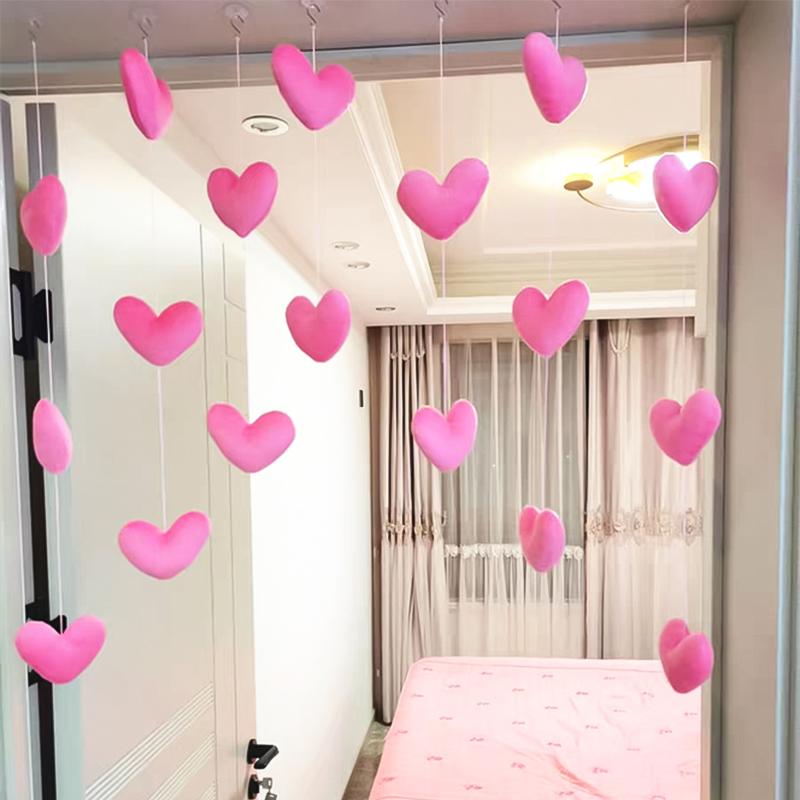 Hanging Door Curtains DIY Ornament Heart-shaped Self-adhesive Solid Color Home Decorations