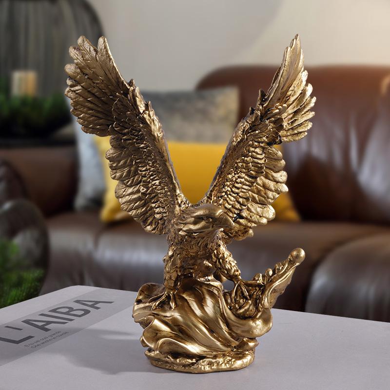 American Style Eagle Statue Resin Golden Eagle Figurines Animal Model Art Ornament Home Office Desktop Decoration Accessories