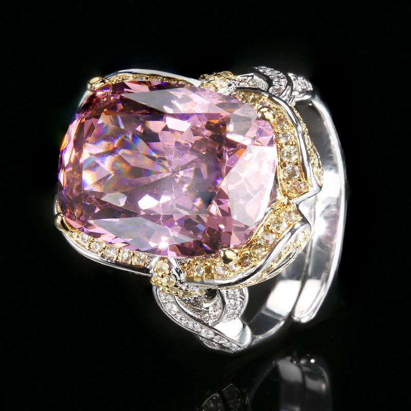 Ювелирные изделия Медь с золотым покрытием Имитация красного корунда Синяя шпинель Кольцо с бантом 12 * 16