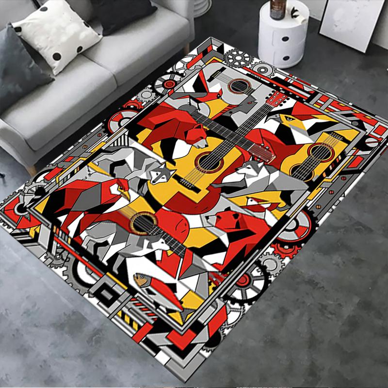 2025 New Guitar Geometry Carpet Rug for Living Room Bedroom Home Sofa Decoration,Kids play Non-slip Floor Mat57