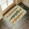 Light Green Grid Two Golden Arowana Fish Doormat Non Slip Durable Oriental Lucky Animal Front Door Indoor Rug