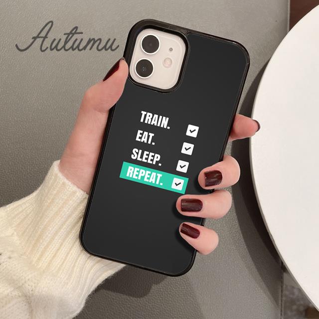 EAT SLEEP RUN REPEAT Чехол для телефона iPhone 11 12 13 14 Pro Max mini X XR XS SE 2020 6S 7 8 Plus Samsung Galaxy S21 S22