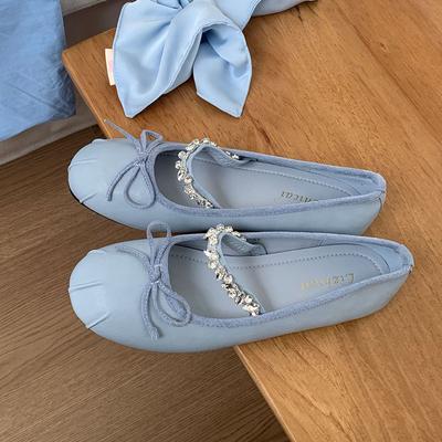 Модные розовые модные стразы женские туфли Мэри Джейн балетки обувь Лолита мягкая женская обувь с круглым носком неглубокие женские балетки