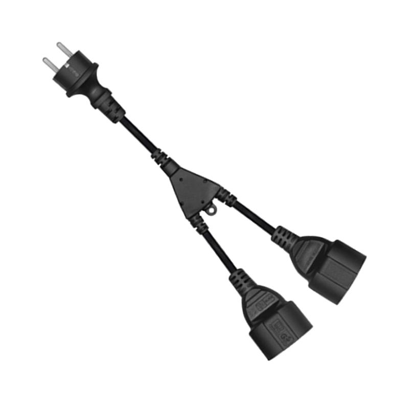 Кабель-разветвитель питания 16А европейского стандарта 4,8 мм, штекер-гнездо, 30 см, с изоляционным шнуром из ПВХ, высокой прочности