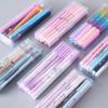 12PCS Black Ink Gel Pen Starry Flower Star Sky Pink Kawai Style Pens Plastic Material 0.5mm Pens for School Stationary